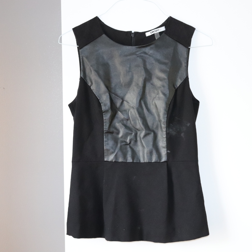 DKNY Black Leather Block Shirt